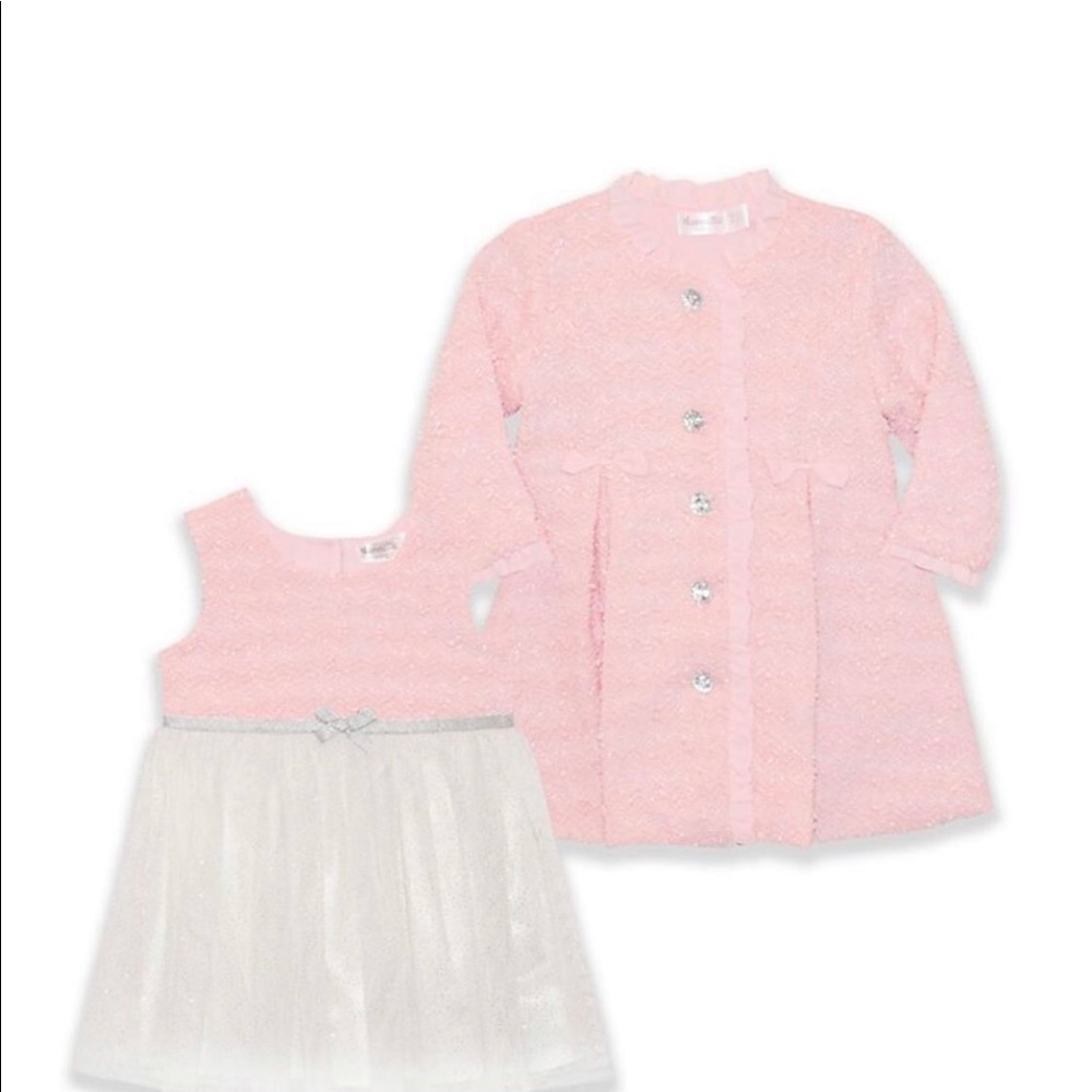 Nannette Baby 2-Piece Glitter Dress and Coat Set